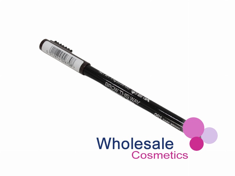 12 x Rimmel Eyebrow Brow This Way Pencil - 001 DARK BROWN